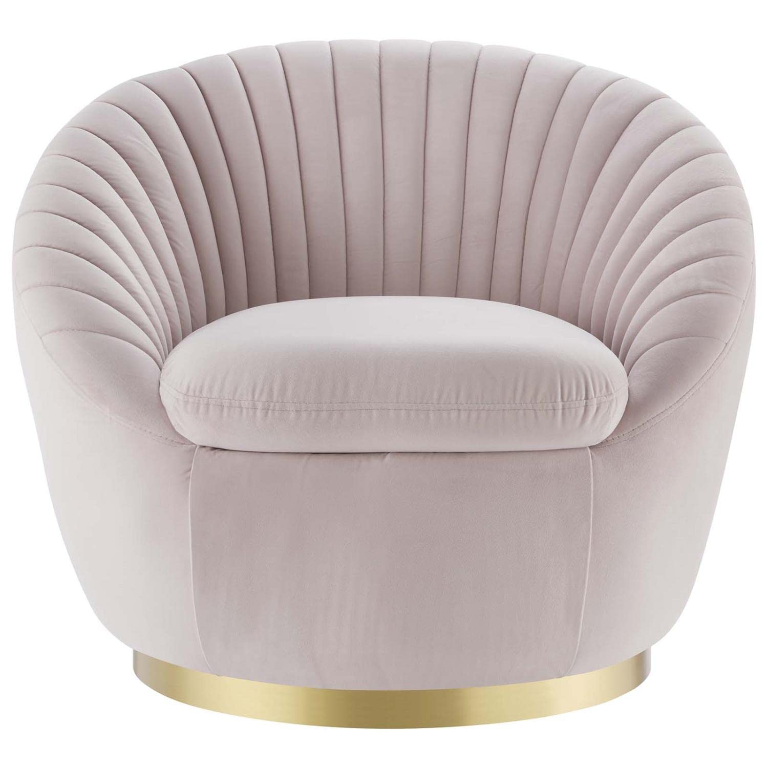 Modway Whirr Upholstered Performance Velvet Swivel Chair In Gold/Pink